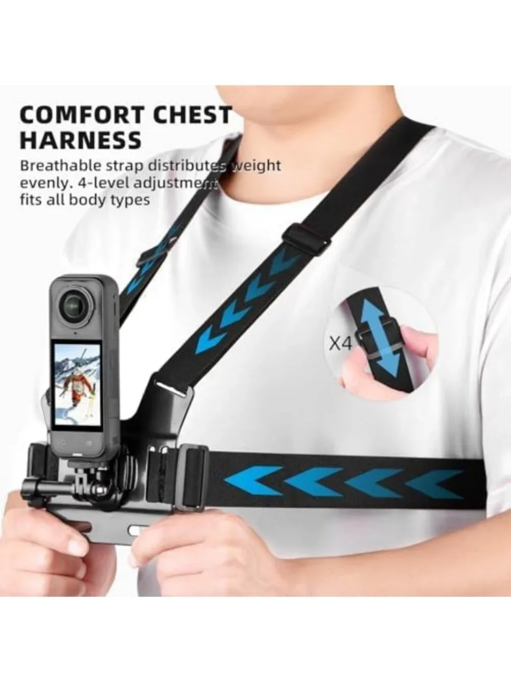 360° Rotating Accessory Kit for Insta 360 Cameras - Chest Mount, Head Strap